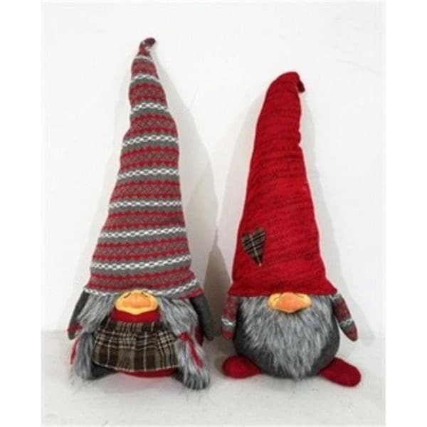 Palacedesigns 30 x 11.8 x 11 in. Red & Gray Holiday Plaid Girl Gnome PA2627686 - main